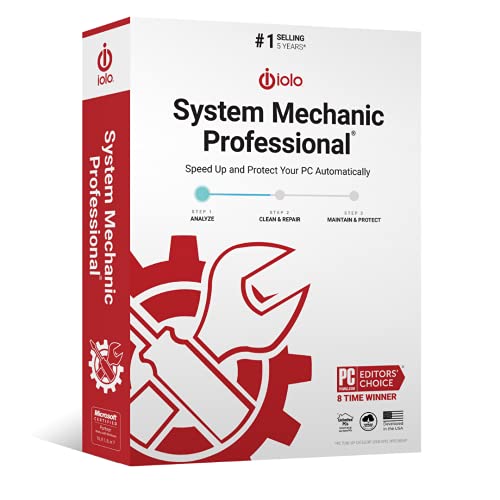 iolo - System Mechanic Pro, Computer Cleaner for Windows, Blocks Viruses and Spyware, Restores System Speed, Software License