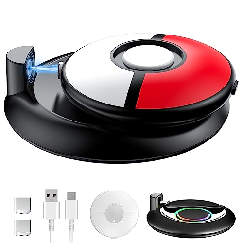 KUNSLUCK Charging Station for Pokemon GO Plus + 2023, RGB Charging Dock with Protective Case for Pokemon GO Plus +