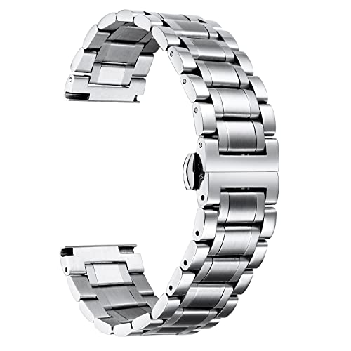 BINLUN Stainless Steel Watch Bands Replacement with Straight & Curved End 6 Colors(Gold, Sliver, Black, Rose Gold, Gold-Silver Two Tone, Silver-Rose Gold) 9 Sizes(12mm-24mm)