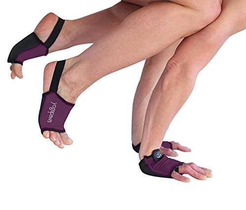 Yoga Paws Elite Gloves and Toe Less Socks Set, Rich Maroon, (Size #2) Women's Small / Regular