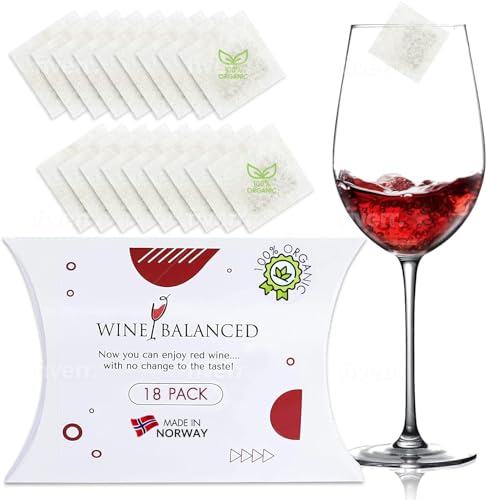 Wine Balanced Norway's Secret! Organic Wine Filter! | No More Wine Drops or Wands! Sulfite And Histamines Remover (18 Pack) - All Natural Purifier Filters Stops Red Wine Headaches & Hangover