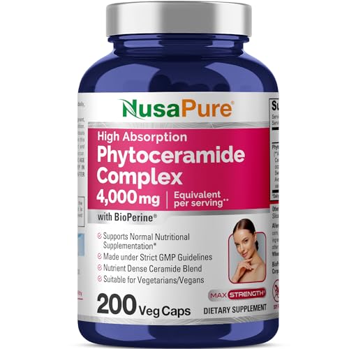 NusaPure Phytoceramide Complex 4000mg 200 Veggie Capsules (Non-GMO) Bioperine