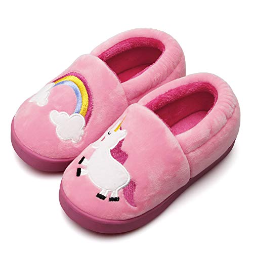 Plush Warm Slippers for Girls Boys Kids Toddlers Winter Fur Lined Indoor House Home Shoes 7-7.5 Toddler