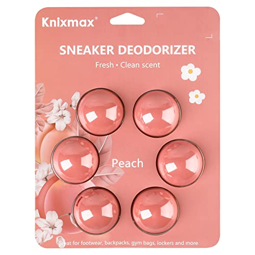 Knixmax Sneaker Deodorizer Balls, Shoe Odor Eaters Deodorant Ball for Gym Bag Locker Closet Car, Long Lasting Odor Eliminator Air Fresheners with Essential Oil Peach Pink 6 Packs