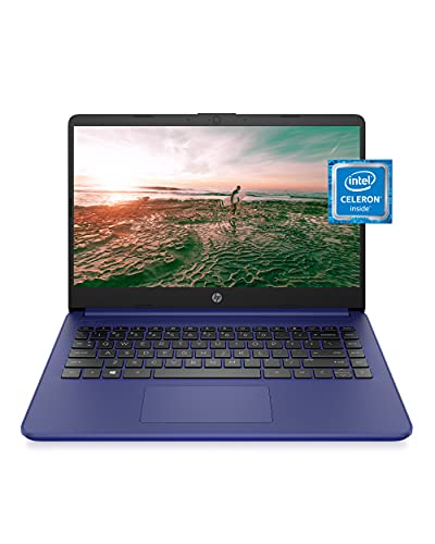 HP 14 Laptop, Intel Celeron N4020, 4 GB RAM, 64 GB Storage, 14-inch Micro-edge HD Display, Windows 11 Home, Thin & Portable, 4K Graphics, One Year of Microsoft 365 (14-dq0010nr, Indigo Blue)