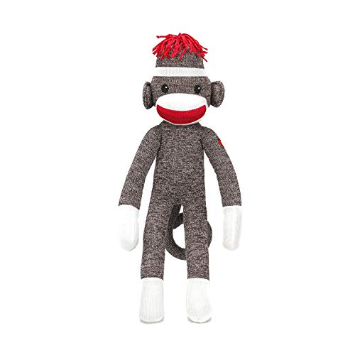 Plushland Adorable Brown Sock Monkey, The Original Traditional Hand Knitted Stuffed Animal Toy Gift-for Kids, Babies, Teens, Girls and Boys Baby Doll Present Puppet 20 Inches