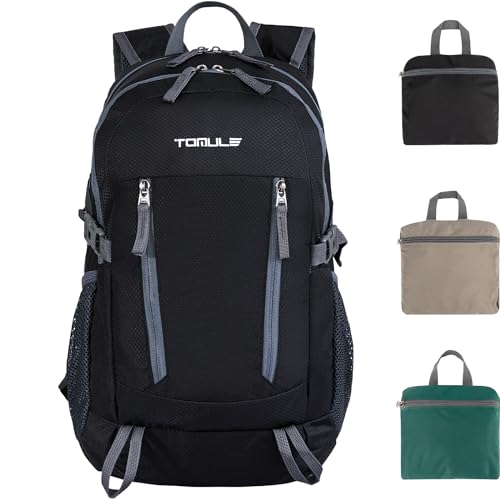 TOMULE light Hiking Backpack for Women,Lightweight Waterproof Backpack for Men,Daypack Travel Backpack for Women Black