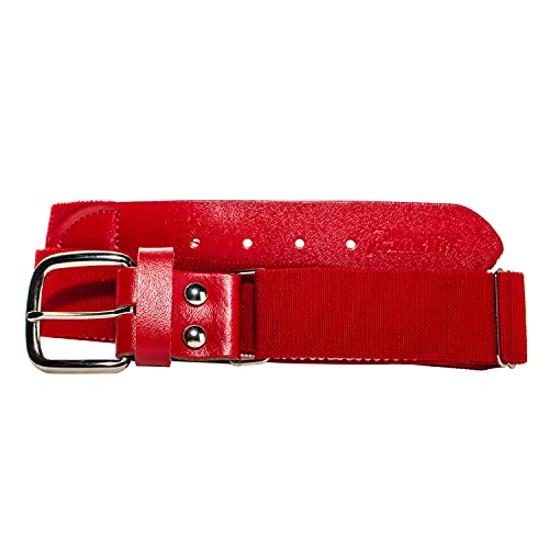 Franklin Sports Youth Baseball Belt - Red Kids Belt for Teeball, Baseball + Softball - Boys + Girls Adjustable Youth Belt for Baseball + Softball Pants, 22' - 42'