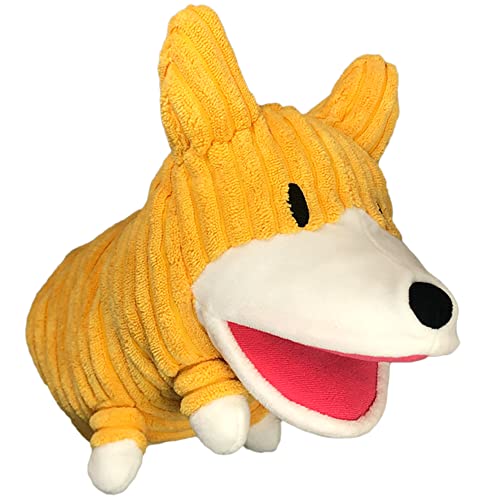 Cute Plush Corgi Hand Puppet Puppy Toy | Puppy and Small Breed Dog Wrestling | Stuffed Animal Toy for Puppy Wrestling | Corduroy Corgi