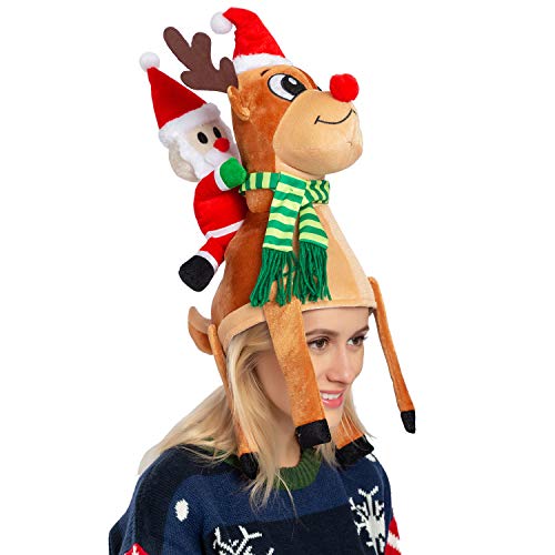 JOYIN Christmas Funny Reindeer Hat Santa Riding a Reindeer for Cute and Festive Christmas Party Dress Up Celebrations, Decorations, Costume Accessories
