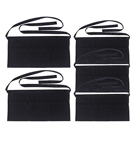 SEW UR LIFE (5 SETS Resist water 3 big Pockets Waist Server Apron Kitchen Restaurant Bistro Cafe Bar Pub Cake Shop Bakery Unisex Half Aprons for Chef, Baker, Servers, Waitress, Waiter(Black)