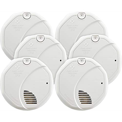 FIRST ALERT BRK 3120B-6 Hardwired Smoke Detector with Photoelectric and Ionization with Battery Backup, 6-Pack , White