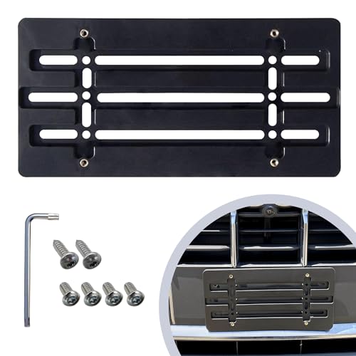 Front Bumper License Plate Bracket for Audi 2000-2022, Plate Holder Set w 6 Unique Screw Bolts & Wrench Kit, License Tag Mounting Kit, Quality Plate Holders, Premium Car & Truck Accessories
