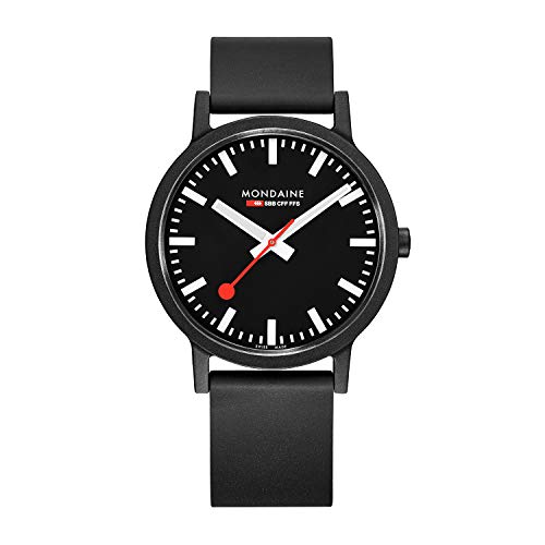 Mondaine Men's MS1.41120.RB SBB Analog Display Swiss Quartz Black Watch