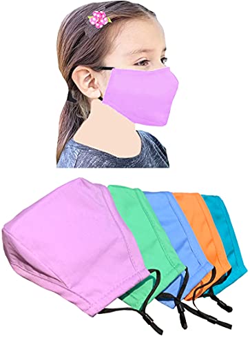 Xchime Cloth Face Mask,Made in USA,Washable Reusable,breathable with Adjustable Ear Loops, Nose Wire and Filter Pocket, 3-layer Cotton fabrics, for teen girls, boys, men or women 5-Pack