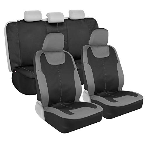 Motor Trend Perfect Symmetry Gray Car Seat Covers, Full Set – Waterproof Neoprene Foam Lining, Durable Front and Back Rear Bench Protectors, Fits Most Car Truck Van and SUV