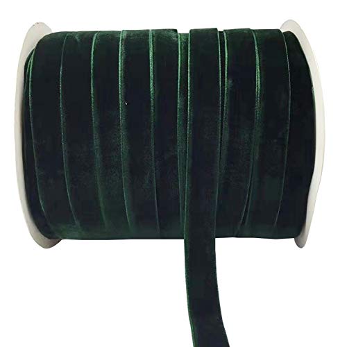 10 Yards Velvet Ribbon Spool (Dark Green, 5/8')