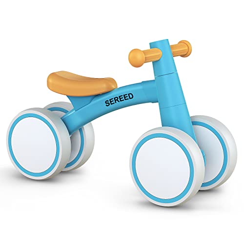 SEREED Baby Balance Bike for 1 Year Old Boys Girls 12-24 Month Toddler Balance Bike, 4 Wheels Toddler First Bike, First Birthday Gifts (Blue)