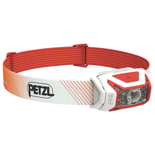 PETZL ACTIK CORE Headlamp - Powerful, Rechargeable 600 Lumen Light with Red Lighting for Hiking, Climbing, and Camping - Red