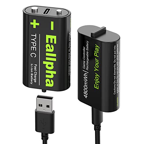 Rechargeable controller batteries 2 packs compatible with Xbox Series X|S/Xbox One/Xbox One S/Xbox One X/Xbox One Elite Controller, fast charging and long lasting with high capacity of 4800mWh