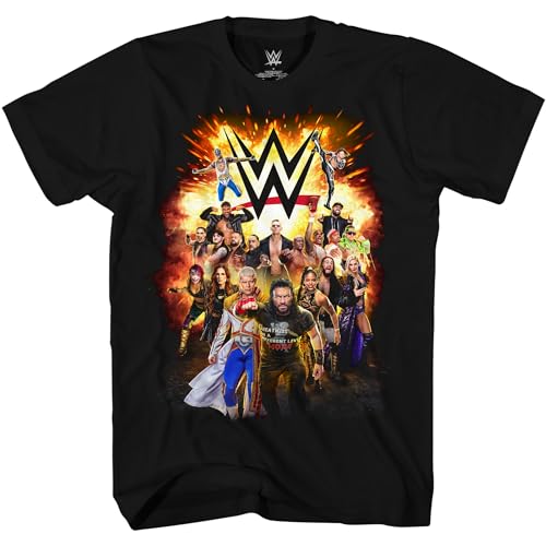 WWE Cody Rhodes Roman Reigns Becky Lynch Rhea Ripley Group Supertar Roster Adult T-Shirt (XXL, Black)