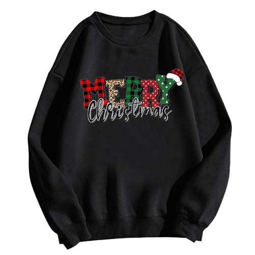 Women's Oversized Crewneck Sweatshirts 2023 Winter Round Neck Printed Long Sleeved Top Sweatshirts