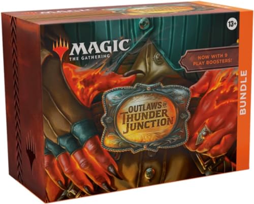 Magic: The Gathering Outlaws of Thunder Junction Bundle - 9 Play Boosters, 30 Land cards + Exclusive Accessories
