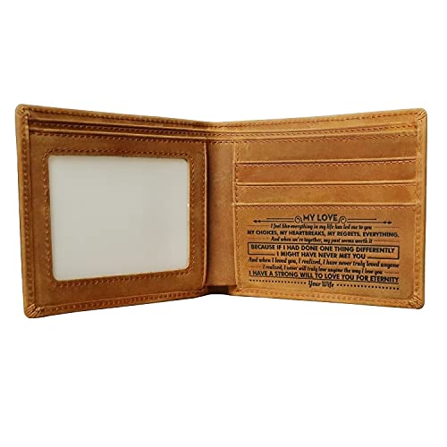ABLIBI To My Husband Wallet Engraved with Love Saying Bi-fold Wallet to My Love Wife to Husband Custom Gifts