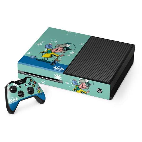Skinit Decal Gaming Skin Compatible with Xbox One Console and Controller Bundle - Officially Licensed Disney Alice in Wonderland Mad Hatter Tea Party Design