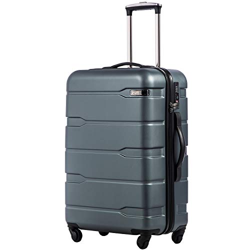 Coolife Luggage Expandable(only 28') Suitcase PC+ABS Spinner Built-In TSA lock 20in 24in 28in Carry on (Teal., S(20in_carry on))