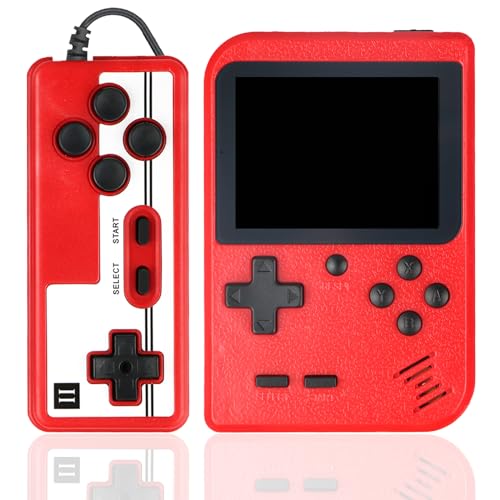 Hikonia Handheld Game Console,Portable Retro Video Game Console with 500 Classical Games,3.0 Inches Screen,1020mAh Rechargeable Battery,Support for TV & Two Players,Gift for Kids & Adult(Red)