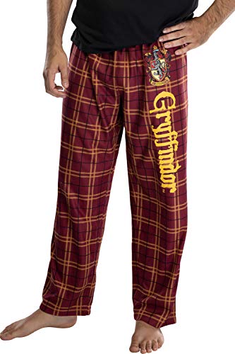 Harry Potter Adult Mens' Gryffindor House Crest Plaid Pajama Pants (Large)