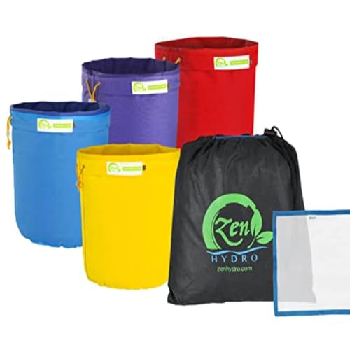 iPower 1 Gallon 4 Pcs Bubble Has h Bags, Filter Bags for Herbal Essence Extraction with 25 Micron Pressing Screen and Storage Bag, 4 Micron Sizes