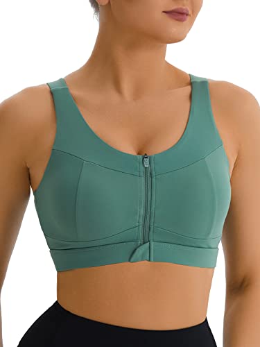 RUNNING GIRL High Impact Sports Bras for Women,Racerback Bra Workout Crop Tops for Women(WX2911 Green XL)