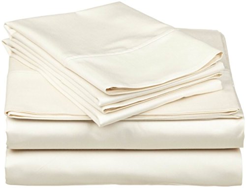 Linen Adda Twin Size Sheet Set - 4 Piece Set - 100% Egyptian Cotton, 400 Thread Count Long-Staple, Best-Bedding Sheets, Fitted Sheet fits Upto 15” deep Pocket Mattress - Easy Fit - Ivory Solid