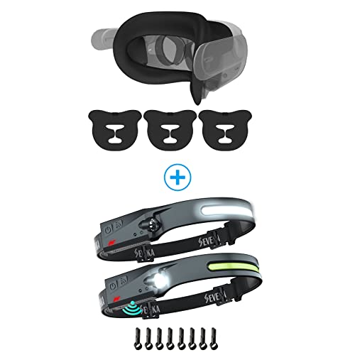 SEVENKA Rechargeable Headlamps & Breathable VR Mask for Meta Oculus Quest 2
