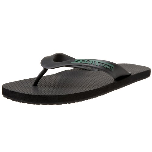 Scott Hawaii Men's Kumu Wide Flexible Rubber Slipper | Double Plug Strap | Beach Footwear | No-Slip Boat Sandal | Low and No Arch Flip Flops