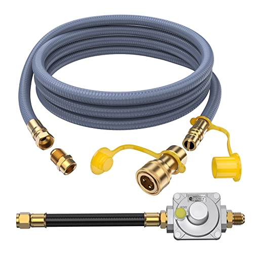 PatioGem 12Feet 1/2 Inch Natural Gas Conversion Kit Compatible with Kitchen-aid Propane Gas Grill Conversion, 710-0003 Natural Gas Hose and Regulator,Gas Grill Conversion Kit for Propane Gas Grill-CSA