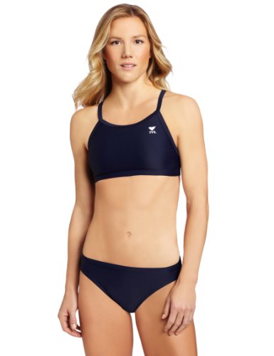 TYR Women's Durafast Diamondfit Workout Bikini for Swim Racing and Training, Navy, Medium