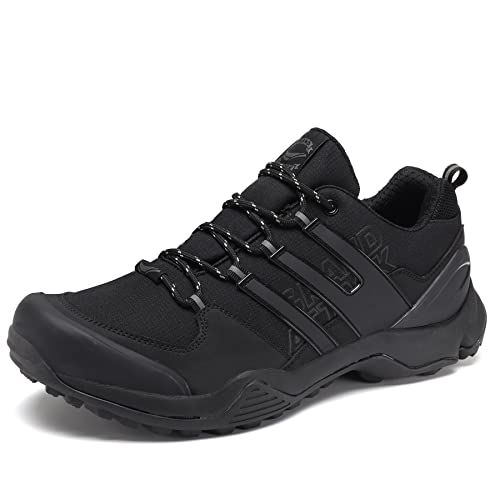 Grand Attack Men's Waterproof Hiking Shoes,Lightweight Work Backpacking Shoes Anti Slip Hike Trekking Trails Mountaineering Boots for Men Outdoor Black 12
