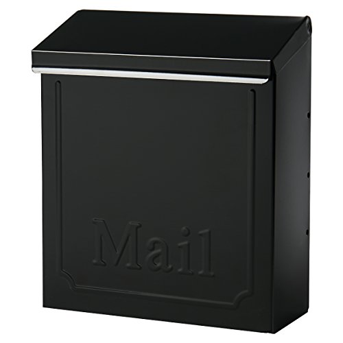 ARCHITECTURAL MAILBOXES Townhouse Vertical Small Capacity, Galvanized Steel Wall Mount Mailbox, 4.1 x 8.6 x 10.1 inches, Black