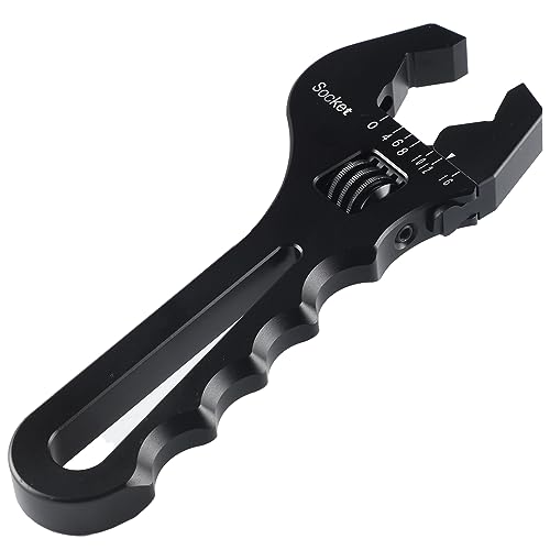 BJSIA AN Fitting Hose Wrench, 3AN-16AN Bahco Adjustable Wrench, Lightweight Aluminum Angle Stop Spanner Car Accessories Tool Black