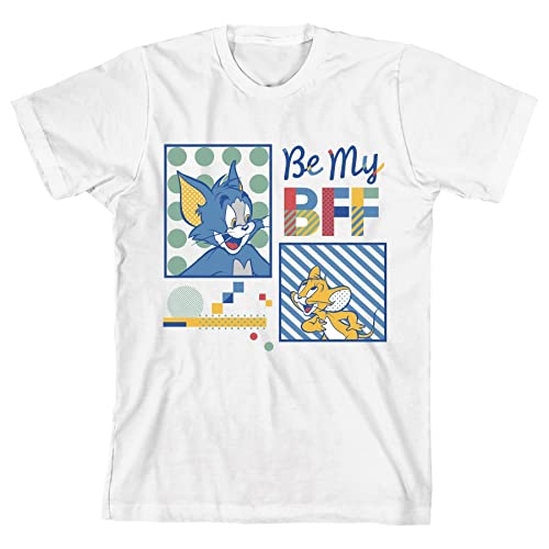 Tom & Jerry Be My BFF Boy's White T-Shirt-XS