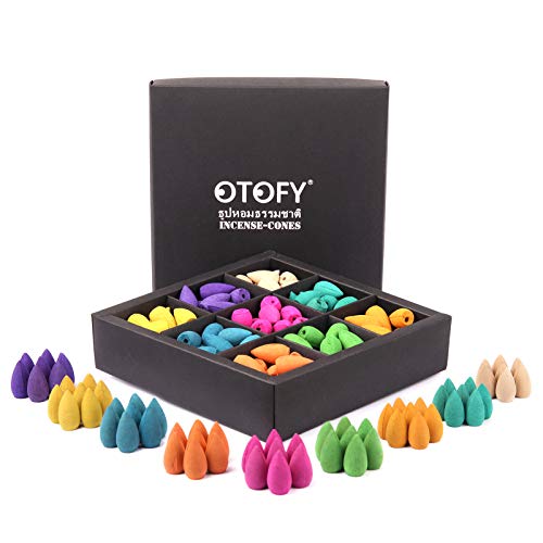 OTOFY Backflow Incense Cones 180 Pcs of 100% Natural Handwork Scents Waterfall Incense Rose Tulip Jasmine Lavender Rose for Backflow Incense Burner Holder Natural | Meditation & Yoga Gift（Pure Black）
