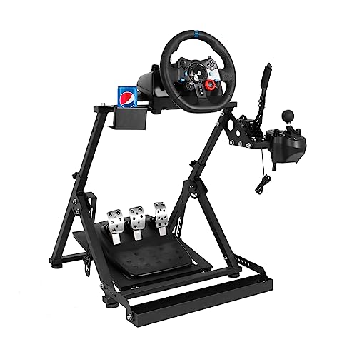 Mokapit X Foldable Steering Wheel Stand with Chair Link Suitable for Logitech/Thrustmaster/PXN G29,G920,G923,T300RS Devices Adjustable Frame Simulator Cockpit Wheel & Shifter & Pedal Not Included