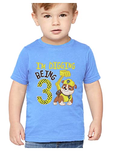 Paw Patrol Rubble Digging 3rd Birthday Shirt 3 Year Old Boy Toddler Kids T-Shirt