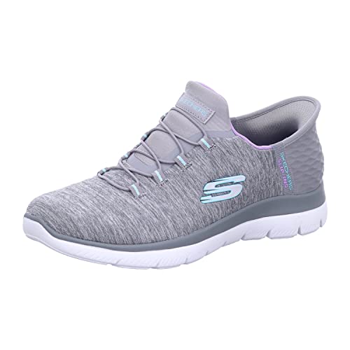 Skechers Women's Hands Free Slip Ins Summits Dazzling Haze Sneaker, Grey Mint, 8