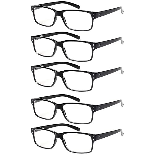 NORPERWIS Reading Glasses 5 Pairs Quality Readers Spring Hinge Glasses for Reading for Men and Women (5 Pack Black, 2.50)