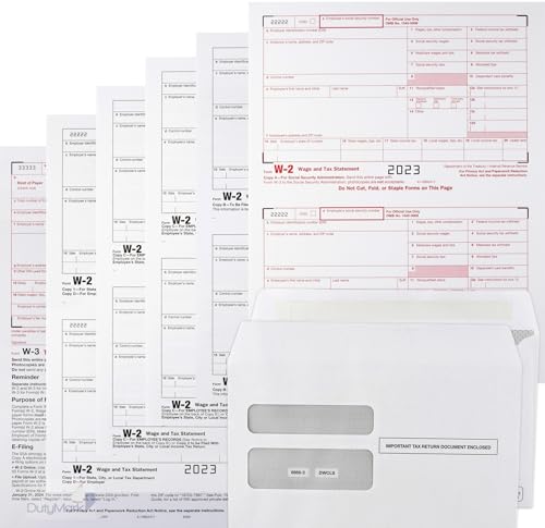 W2 Forms 2023, 6 Part Tax Forms for 25 Employees IRS Compatible W2 Forms, Works with Quick books in Other Software - Includes 25 Self-Seal Envelopes
