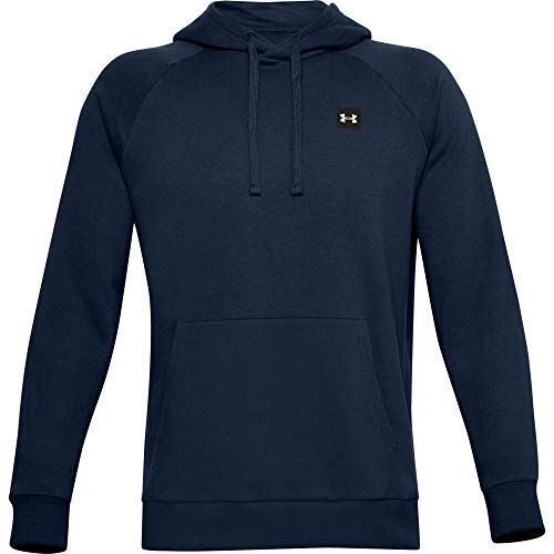 Under Armour Mens Rival Fleece Hoodie , Academy Blue (408)/Onyx White , Large